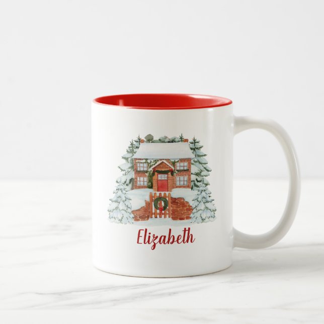 Niedlicher Weihnachtsurlaub Zweifarbige Tasse (Rechts)