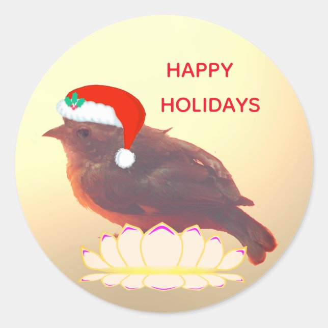 Niedlicher Weihnachtsvogel Runder Aufkleber (Vorderseite)