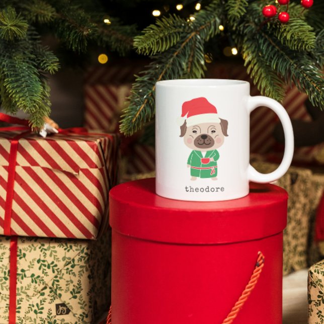 Niedlicher Weihnachtsvormittag Kaffee Bulldog Indi Kaffeetasse (Von Creator hochgeladen)
