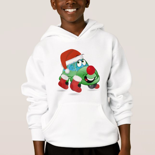 Niedlicher Weihnachtswagen Cartoon Hoodie (Vorderseite)