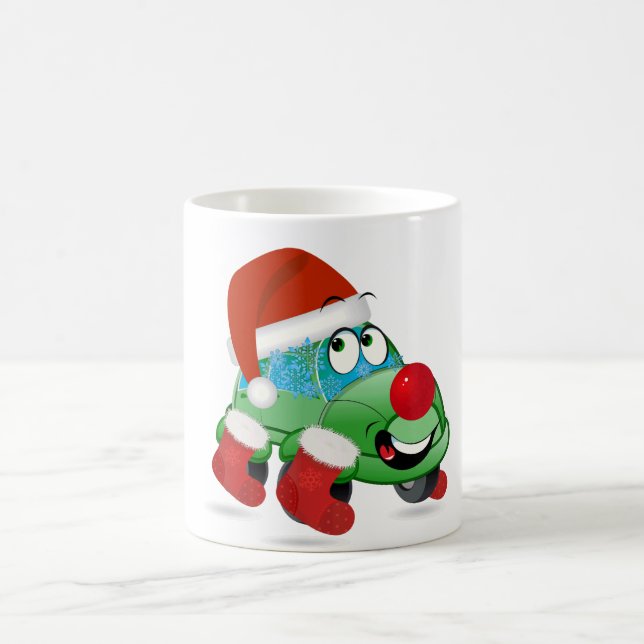 Niedlicher Weihnachtswagen Cartoon Kaffeetasse (Mittel)