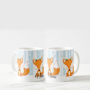 Niedlicher Weihnachtswaldfox mit Rentierflechten Kaffeetasse