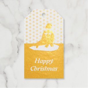 Niedlicher Weihnachtswalrus und Schneeflocken Geschenkanhänger