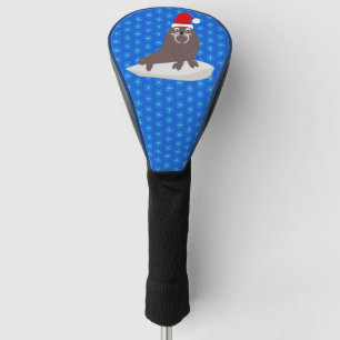 Niedlicher Weihnachtswalrus und Schneeflocken Golf Headcover
