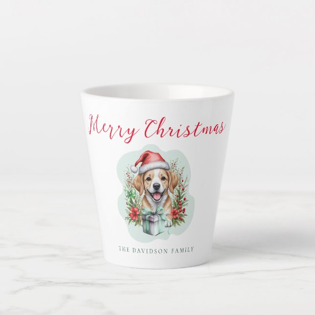 Niedlicher Weihnachtswelpen Milchtasse (Vorderseite)