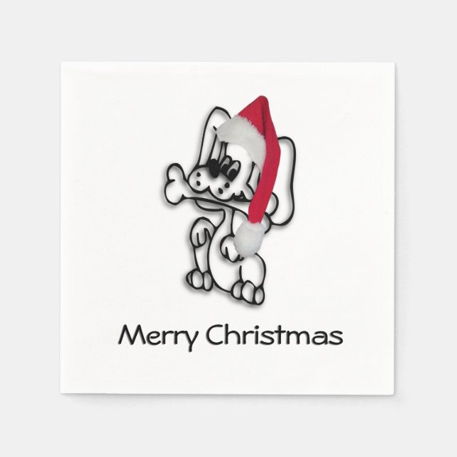 Niedlicher Weihnachtswelpen Serviette (Vorderseite)