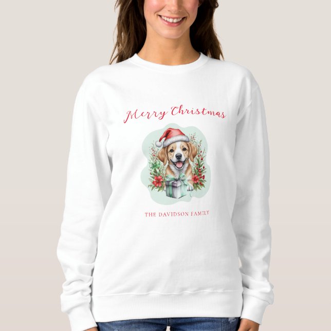 Niedlicher Weihnachtswelpen Sweatshirt (Vorderseite)