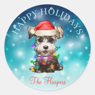 Niedlicher Weihnachtswunsch Happy Holidays Hunde H Runder Aufkleber