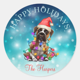 Niedlicher Weihnachtswunsch Happy Holidays Hunde H Runder Aufkleber