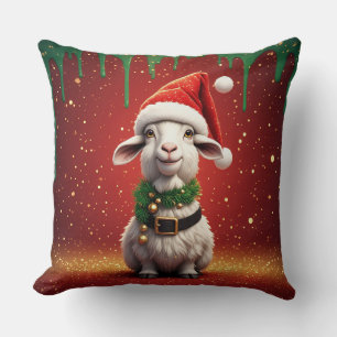 Niedlicher Weihnachtsziege mit Santa Hut Kissen