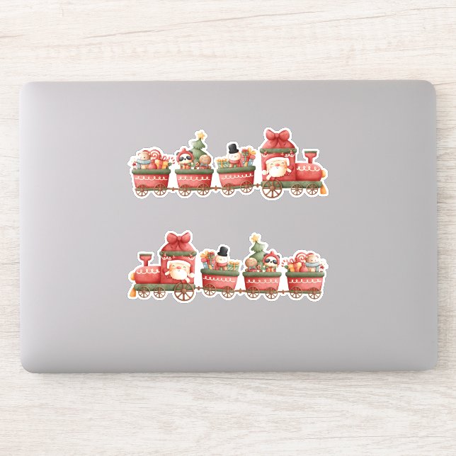 Niedlicher Weihnachtszug mit Spielzeug Aufkleber (Computer)