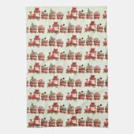 Niedlicher Weihnachtszug mit Spielzeug Geschirrtuch