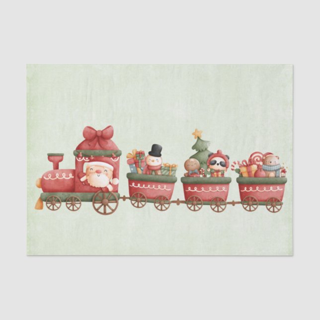 Niedlicher Weihnachtszug mit Spielzeug Seidenpapier (Vorderseite)