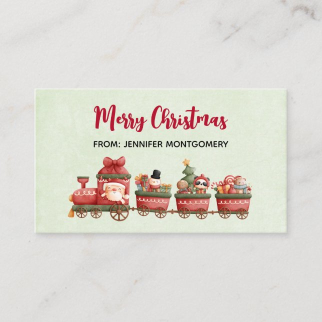 Niedlicher Weihnachtszug mit Spielzeug Visitenkarte (Vorderseite)