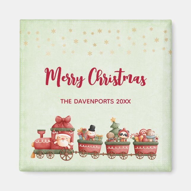 Niedlicher Weihnachtszug mit Spielzeug Xmas Magnet (Vorne)
