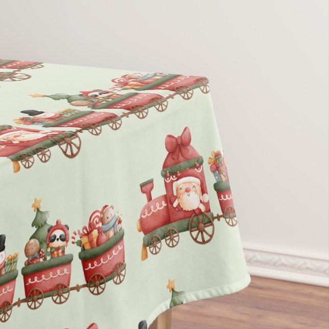 Niedlicher Weihnachtszug mit Spielzeugmuster Tischdecke (Beispiel)