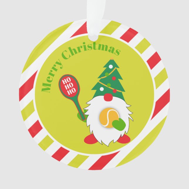🎾 Niedlicher Weihnachtszwerg mit Tennisball Ornament (Vorderseite)