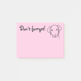 Niedlicher Weimaraner Hund hilft Ihnen nicht zu Post-it Klebezettel