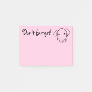 Niedlicher Weimaraner Hund hilft Ihnen nicht zu Post-it Klebezettel