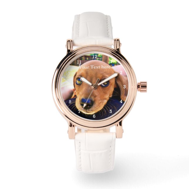 Niedlicher Weiner Dackel Hund Welpe Tier Lover Armbanduhr (Vorderseite)