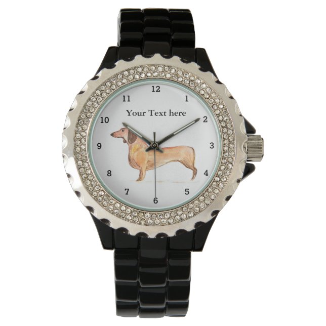 Niedlicher Weiner Dackel Hund Welpe Tier Lover Armbanduhr (Vorderseite)