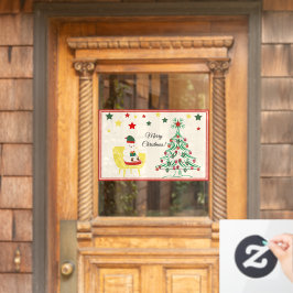 Niedlicher Weißbär Frohe Weihnachten Fensteraufkleber