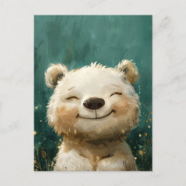 Niedlicher weißer Bär im Whimsikischen Wald Postkarte