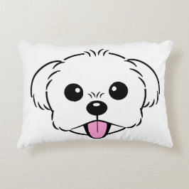 Niedlicher weißer Bichon Frise Hund klebt Zunge he Dekokissen