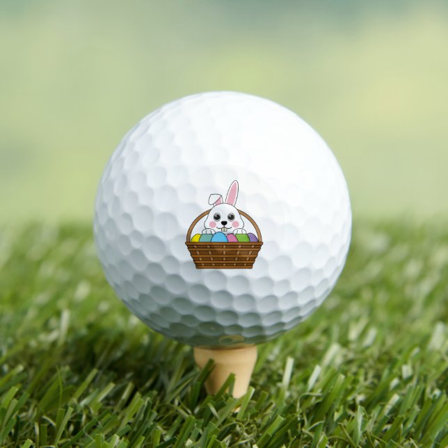 Niedlicher Weißer Bunny farbenfroher Ostern Ei Hun Golfball (Insitu T-Shirt)