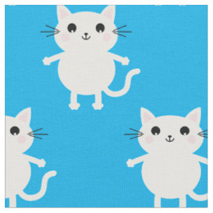 Niedlicher weißer Cartoon Katzen Baby Kinderzimmer Stoff