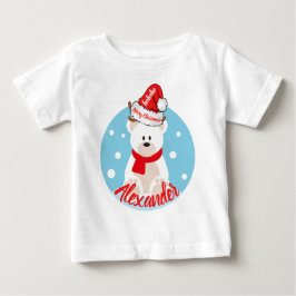 Niedlicher Weißer Eisbär Rote Weihnachtsmannmütze  Baby T-shirt