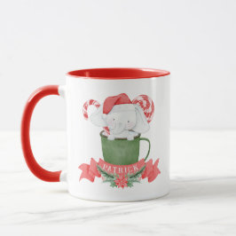 Niedlicher weißer Elefant in Grünen Weihnachten Tasse