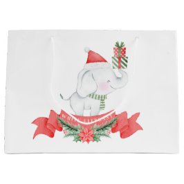 Niedlicher weißer Elefant | Weihnachten Große Geschenktüte