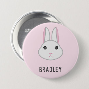 Niedlicher weißer Hase in Rosa Button