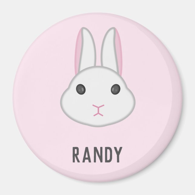Niedlicher weißer Hase in Rosa Magnet (Vorne)