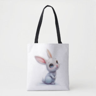 Niedlicher Weißer Hase mit blauen Augen Tasche