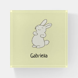 Niedlicher weißer Hengst personalisierter Name gel Briefbeschwerer