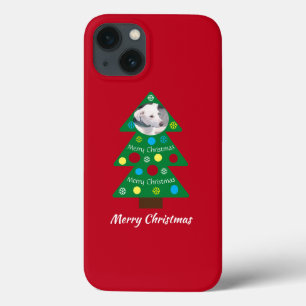 Niedlicher weißer Hund farbenfroher Weihnachtsbaum Case-Mate iPhone Hülle