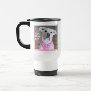 Niedlicher weißer Hund mit rosa Scarf Beste Mama j Reisebecher