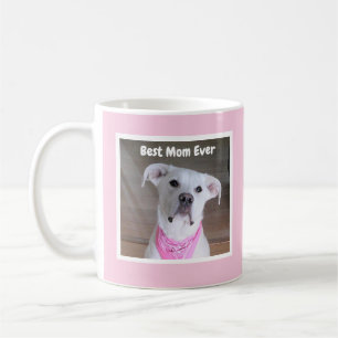 Niedlicher weißer Hund mit rosa Scarf Beste Mama Kaffeetasse