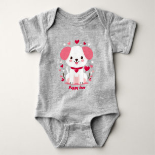 Niedlicher, weißer Hündchen Baby Strampler