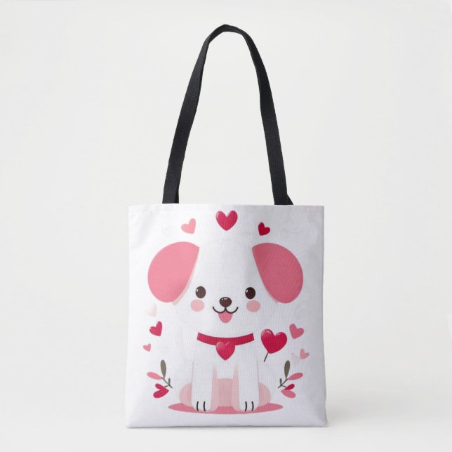 Niedlicher, weißer Hündchen Tasche (Vorderseite)
