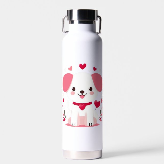 Niedlicher, weißer Hündchen Trinkflasche (Vorne)