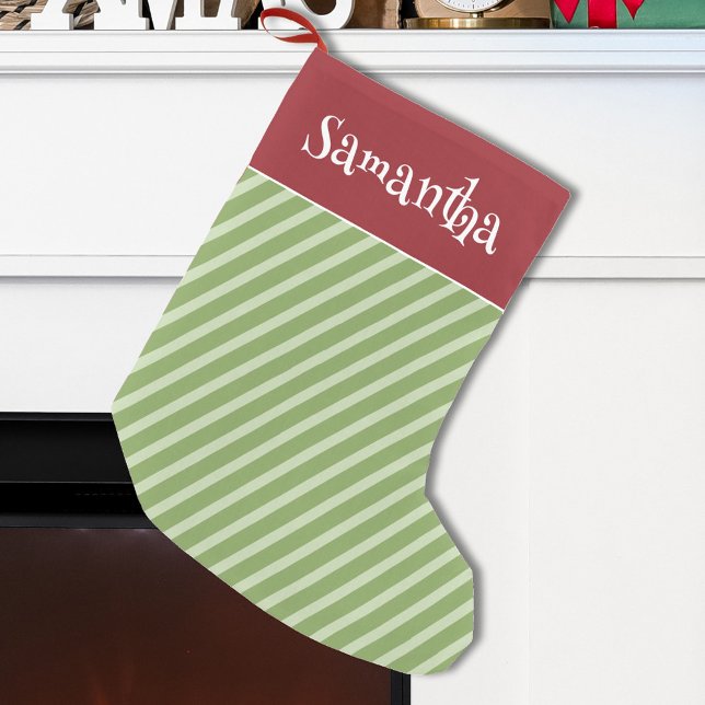Niedlicher, weißer, leichter Minimalurlaub gestrei Kleiner Weihnachtsstrumpf (Available in 3 sizes. 100% polyester.)