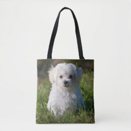 Niedlicher weißer maltesischer Welpenhund Tasche