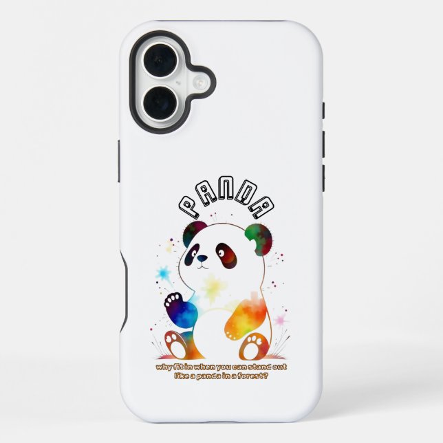 Niedlicher weißer Panda iPhone 16 Plus Hülle (Rückseite)
