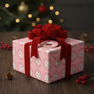 Niedlicher Weißer Polar Bär Familie Rosa Weihnacht Geschenkpapier