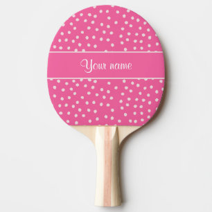 Niedlicher weißer Polka-Punkte rosa Hintergrund Tischtennis Schläger