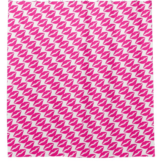 Niedlicher, weißer Rosa Küsse Muster Krawatte Case Duschvorhang (Vorderseite)