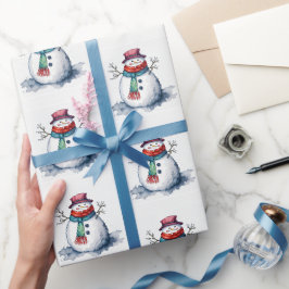 Niedlicher Weißer Roter Schneemann Weihnachten Win Geschenkpapier